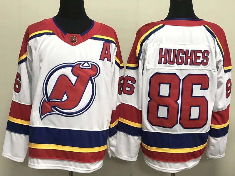 Men's New Jersey Devils Jack Hughes #86 White Jersey